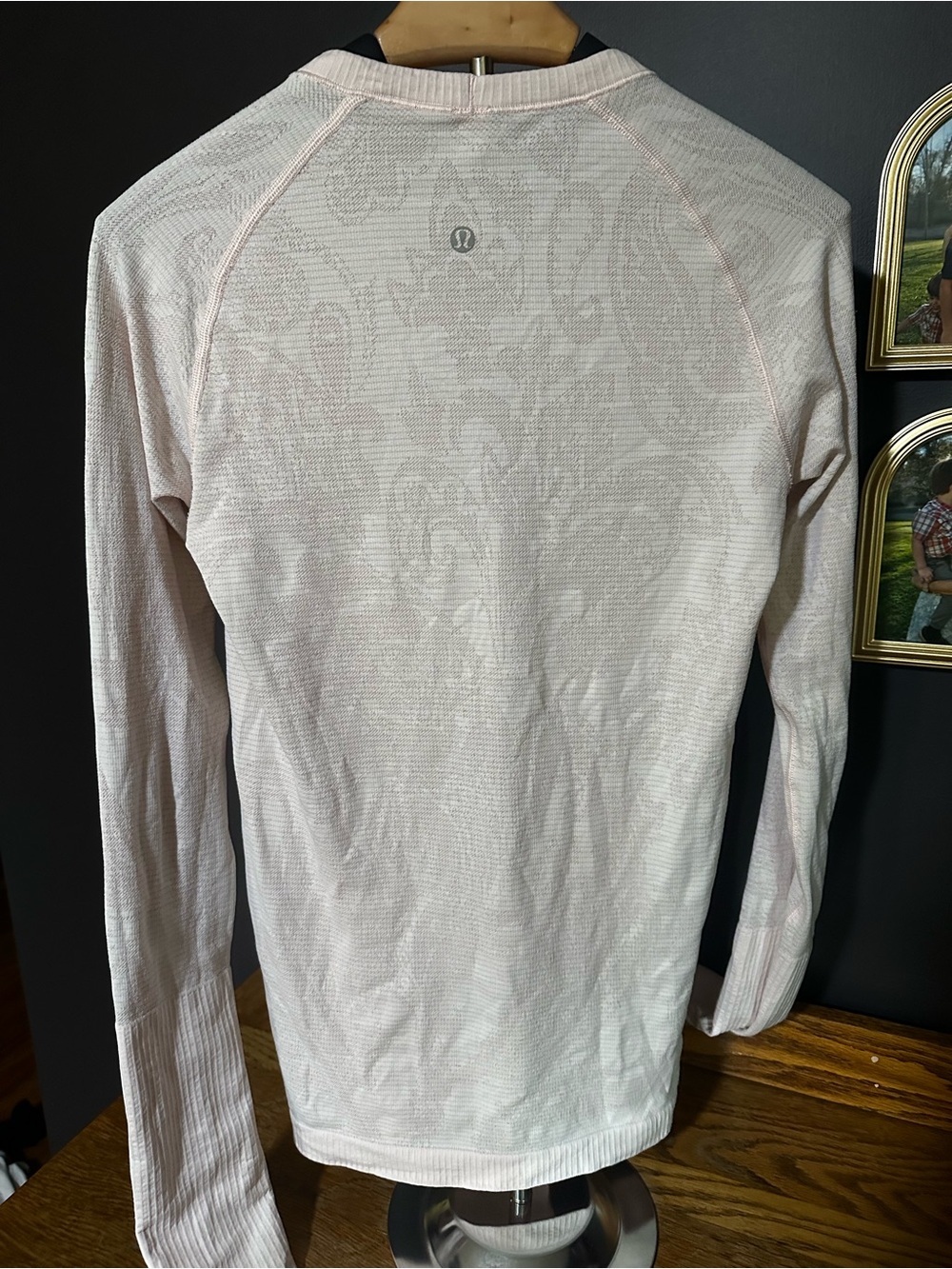 lululemon athletica Pale Pink “Run Swiftly” Long Sleeve Top; flower aesthetic - Picture 4 of 5